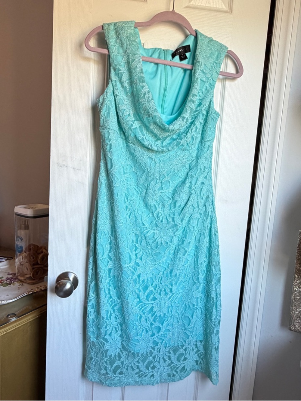 Scarlett Sleeveless Lace Midi Dress in Aqua